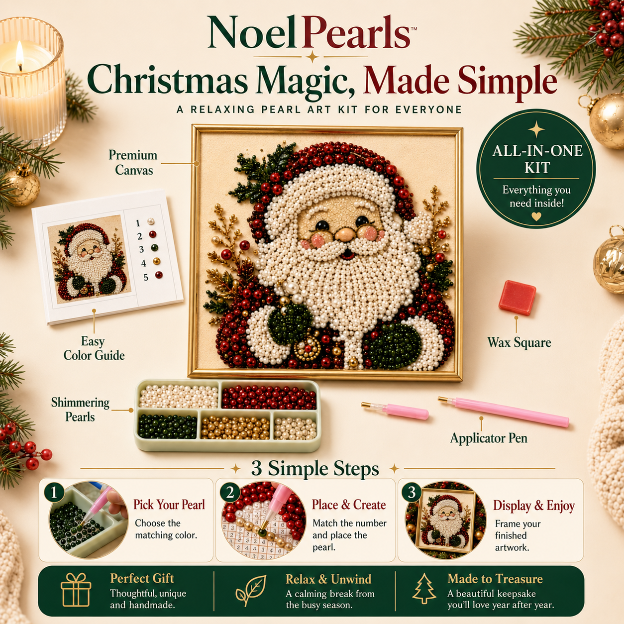 NoelPearls™ - 3D Christmas Pearl Art Kit